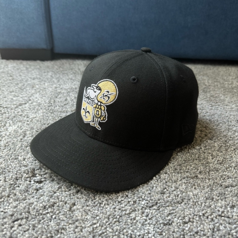New Era NFL New Orleans Saints Black 59FIFTY Fitted Hat Alt Logo Size 7 1/4
